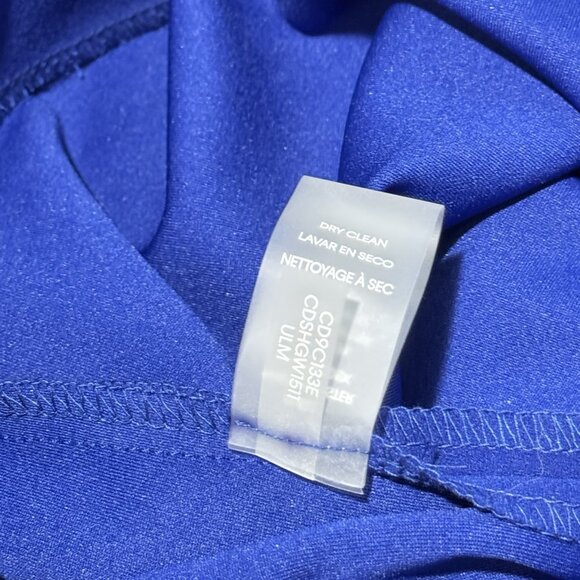 Calvin Klein Dress 14 Sheath Bell Flare Sleeves Royal Blue Career Business - Picture 7 of 8